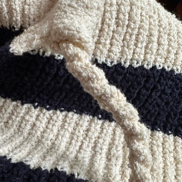 Zara Chunky Knit Sweater Drawstring Rope Stripe Beachy Coastal Nautical - Picture 5 of 8